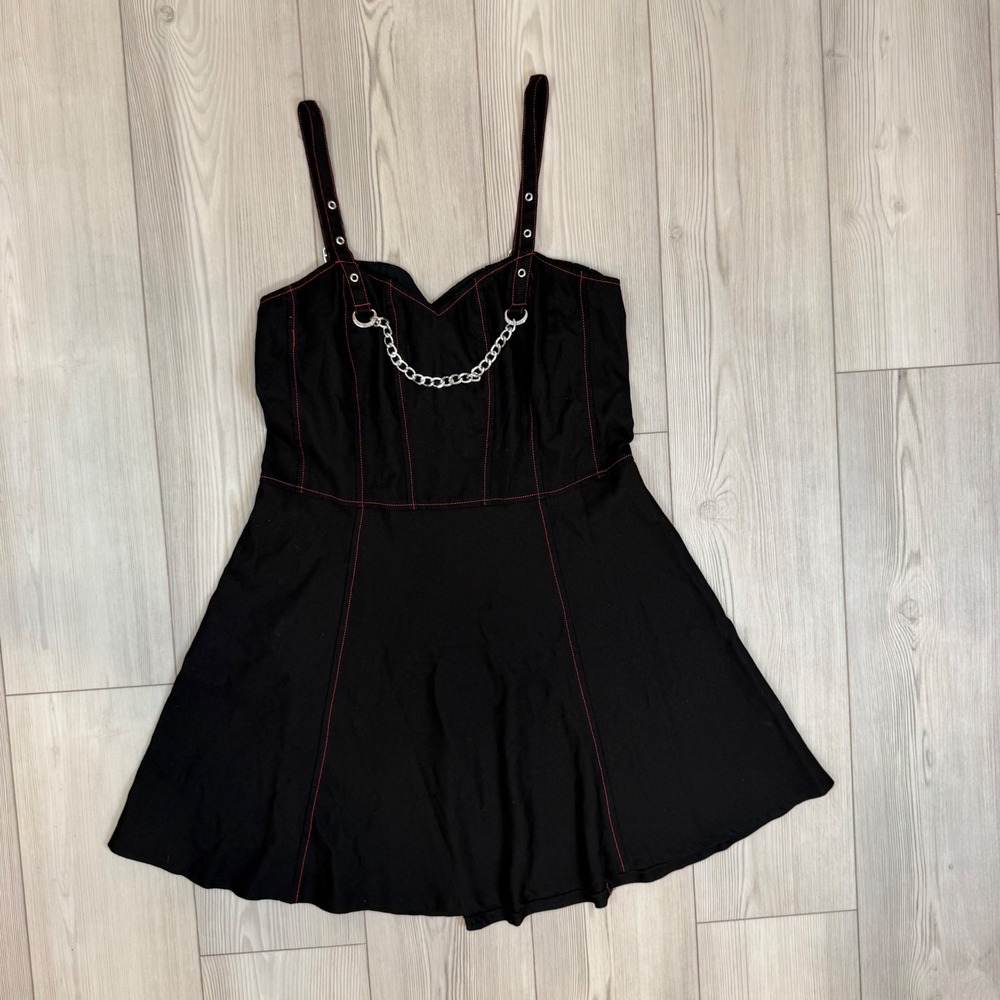 Royal Bones Daang Goodman Black Red Stitch Chain Mini Dress SB1426 Womens L
